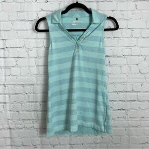 Nike Golf Dri Fit Light Blue Stipe Collared Tank